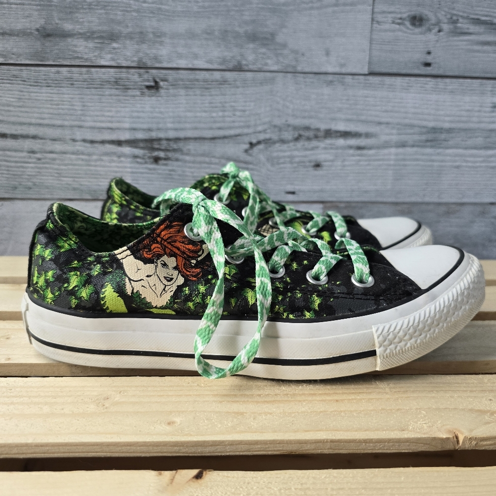 Converse DC Comics Poison Ivy Unisex Green Lace Up Sneakers Shoes Unisex